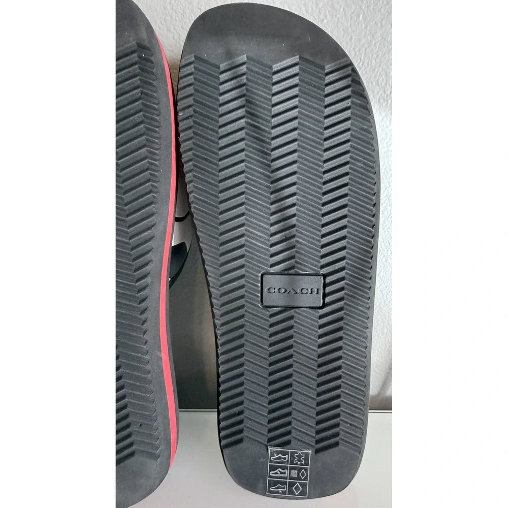 Coach Eva Sports Slide Sandals Black w/ Red White & Blue | Men's (Size 9D) | New